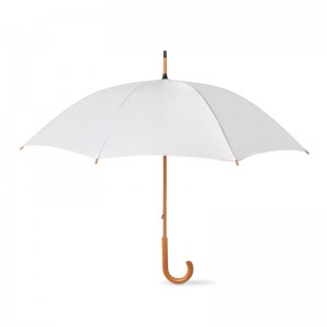 Korkealaatuinen kiinni auto-suora sateenvarjo kaarevalla puukahvalla