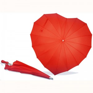 Sydänmuotoinen manuaalinen avoin sateenvarjo Alumiiniakselinen sateenvarjo