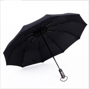 Tukku sateenvarjo mukautettu logo 10ribs tuulenpitävä 3 taittuva sateenvarjo