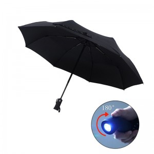 Tukkumyynnin automaattinen taskulamppukahva 3 taitettava sateenvarjo LED-valolla