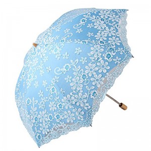 Valmistaa aurinkovarjoja Pitsireuna 190T-kankaalla, 3-kertainen manuaalinen avoin sateenvarjomarkkinointituote