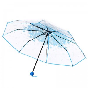 POE-materiaali läpinäkyvä mainosaineisto 3-kertainen sateenvarjo käsikirja auki