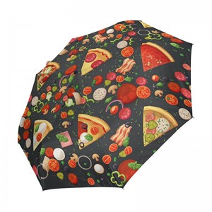 Pizzan hauska tulostus Mainoslahjojen esine mukautettujen logojen tulostaminen 3-kertainen automaattinen avoin ja suljettu sateenvarjo