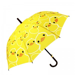 23 tuuman pongee kangas auto avoin keltainen ankka sarjakuva kuvio suora sateenvarjo