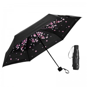 Suosittu aurinkosuoja sisempi kukkapainatus 5-kertainen mini sateenvarjo