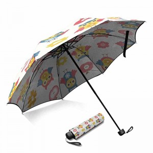 Uutuus standardi sateenvarjokoko mukautettu tulostus pongee kangas käsin avoin 3 taitettava sateenvarjo